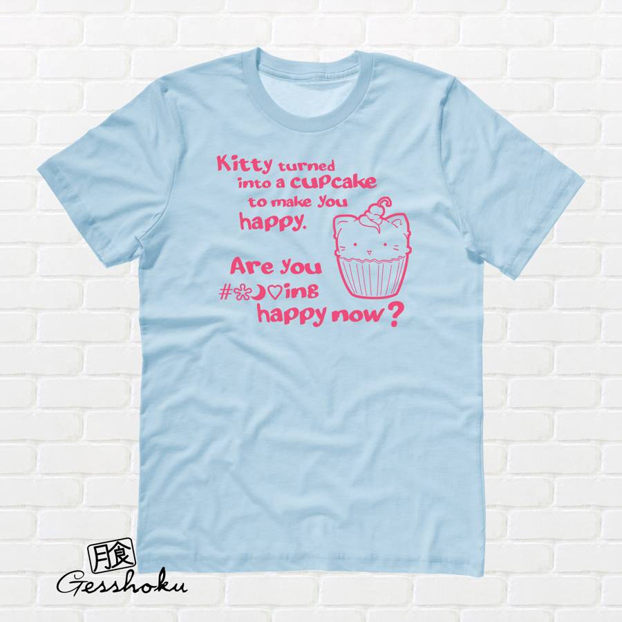 Kitty Turned into a Cupcake T-shirt - Light Blue