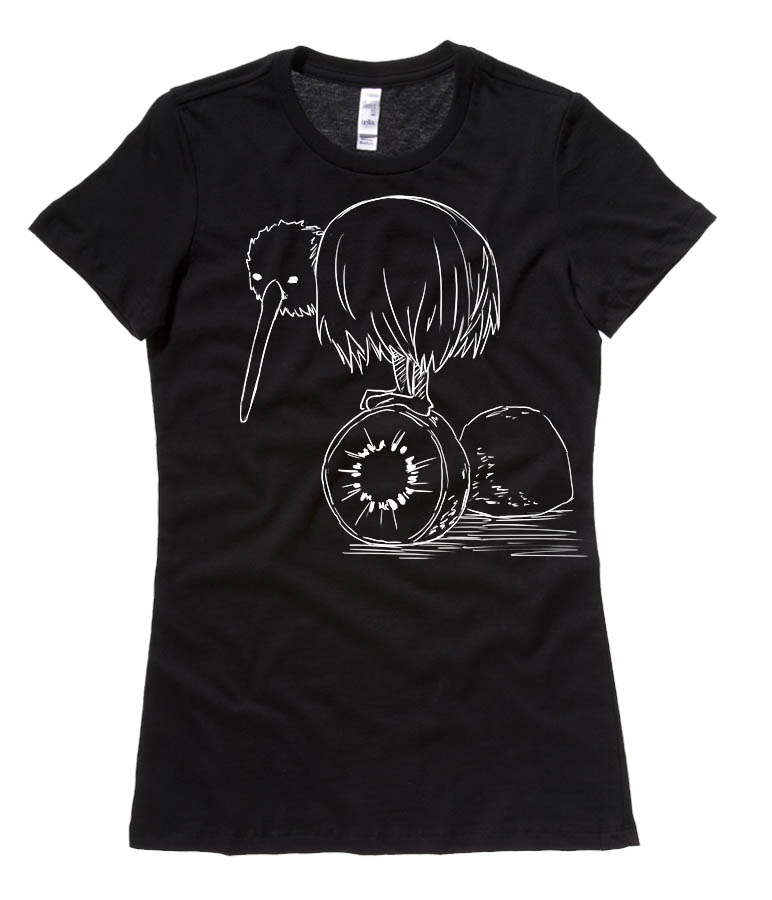 Fruity Kiwi Bird Ladies T-shirt - Black