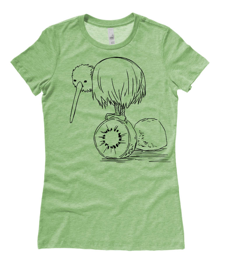 Fruity Kiwi Bird Ladies T-shirt - Heather Green