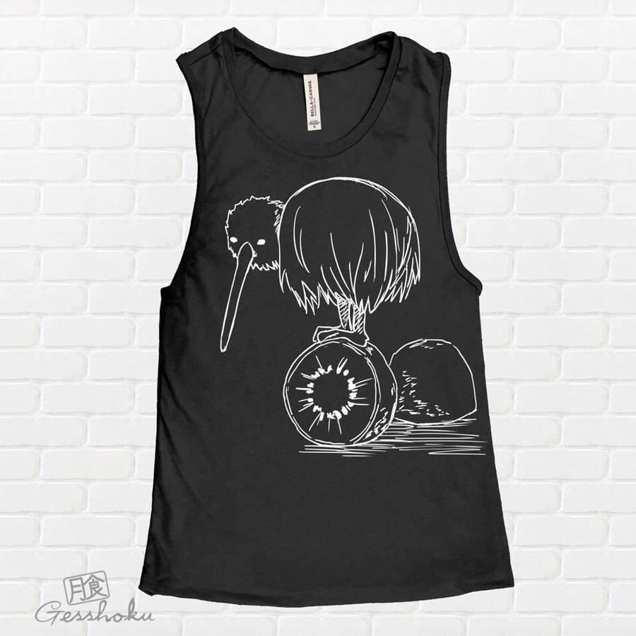 Fruity Kiwi Bird Sleeveless Top - Black