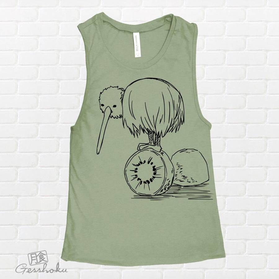 Fruity Kiwi Bird Sleeveless Top - Zen Green