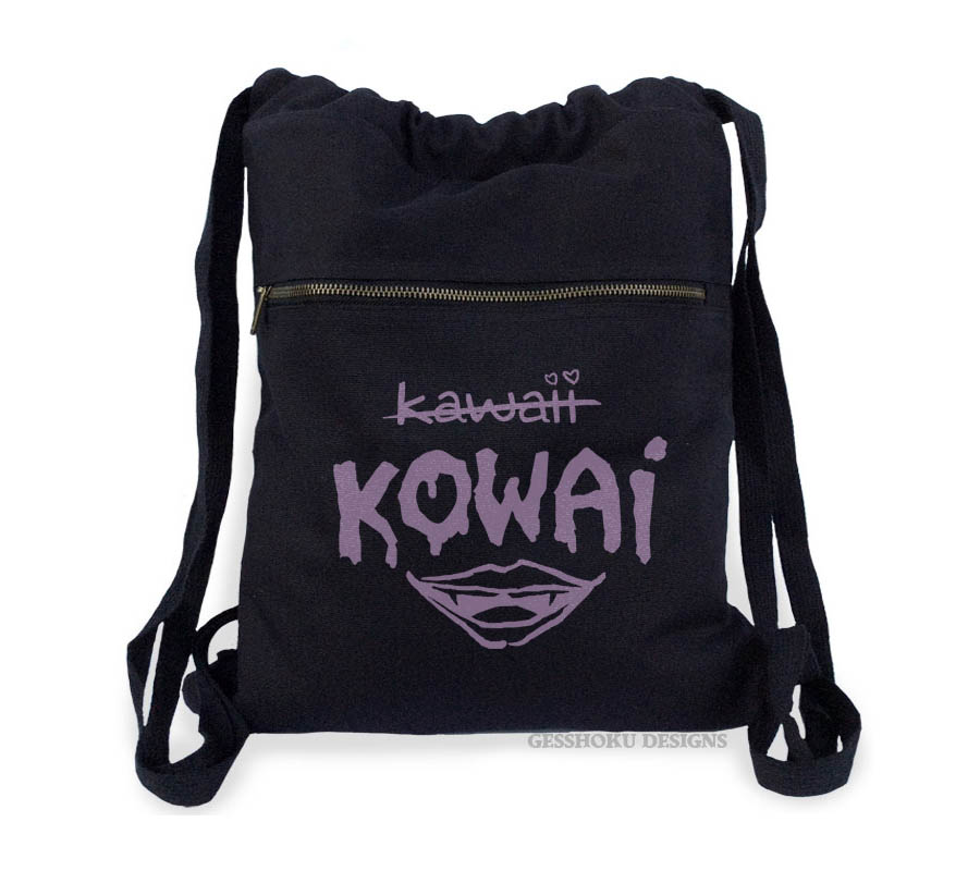 KOWAI Not Kawaii Cinch Backpack - Black/Purple