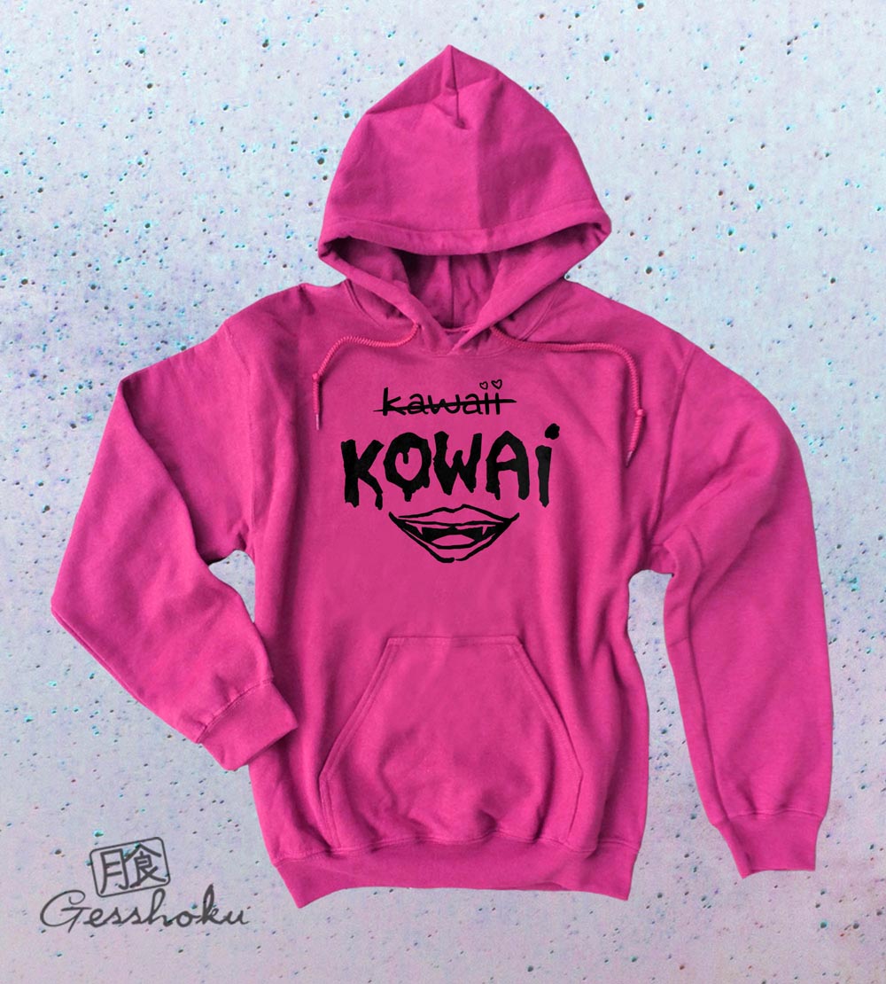 KOWAI not Kawaii Pullover Hoodie - Hot Pink