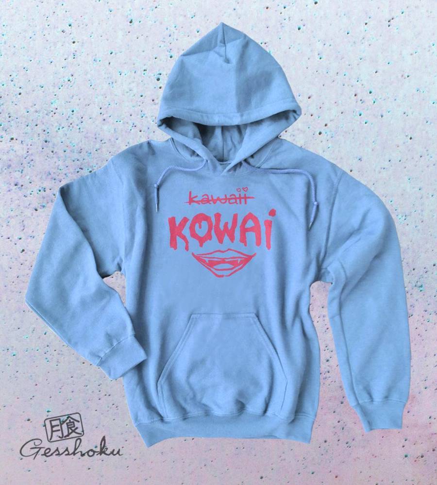 KOWAI not Kawaii Pullover Hoodie - Light Blue