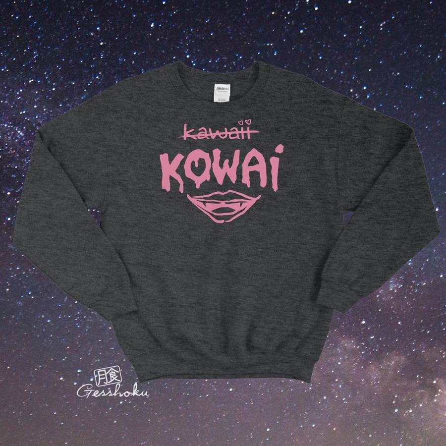 KOWAI not Kawaii Crewneck Sweatshirt - Heather Black