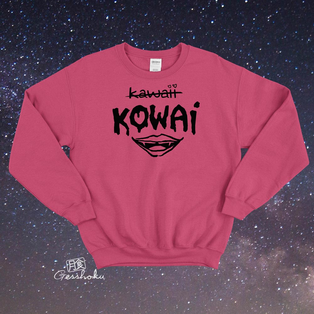 KOWAI not Kawaii Crewneck Sweatshirt - Hot Pink