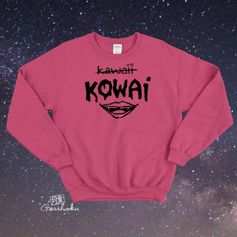 KOWAI not Kawaii Crewneck Sweatshirt - Hot Pink