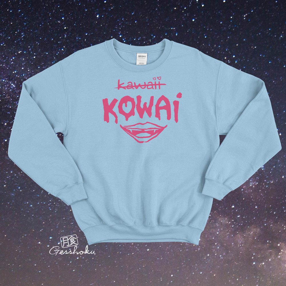 KOWAI not Kawaii Crewneck Sweatshirt - Light Blue