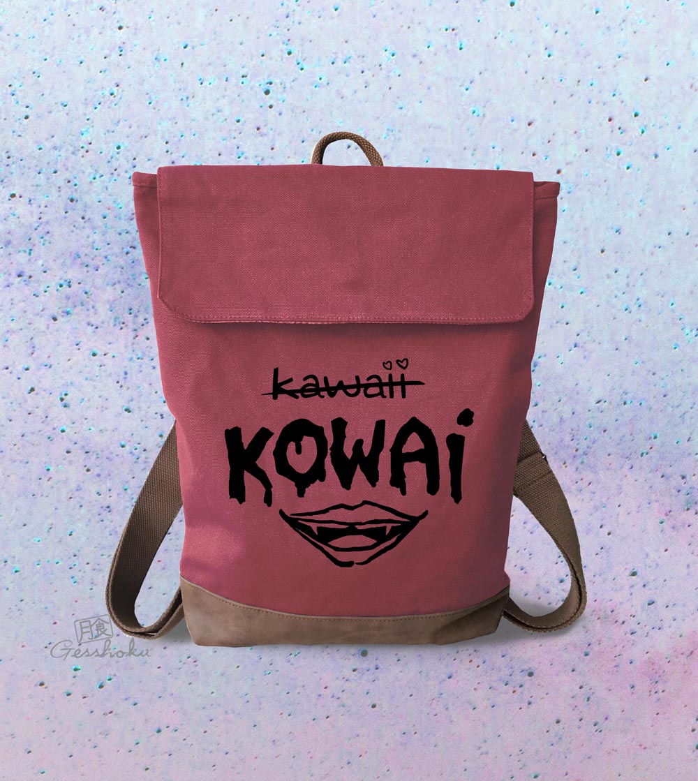 Kowai NOT Kawaii Canvas Zippered Rucksack - Red