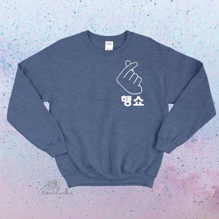 Peace Out "Haengsho" Korean Crewneck Sweatshirt - Heather Blue