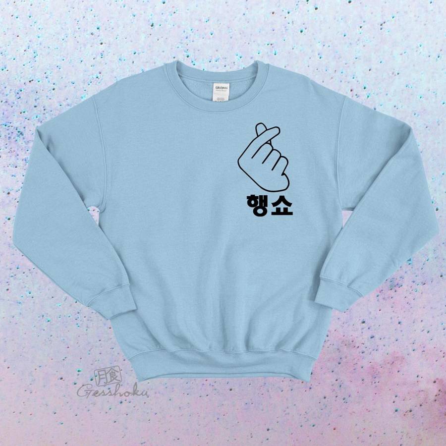 Peace Out "Haengsho" Korean Crewneck Sweatshirt - Light Blue