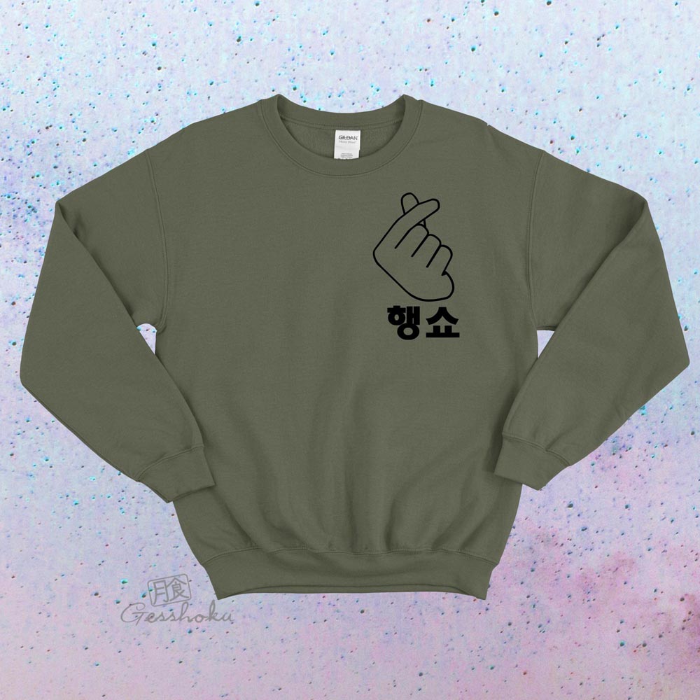Peace Out "Haengsho" Korean Crewneck Sweatshirt - Olive Green