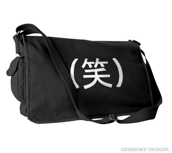 Laughing Kanji - LOL in Japanese Messenger Bag - Black