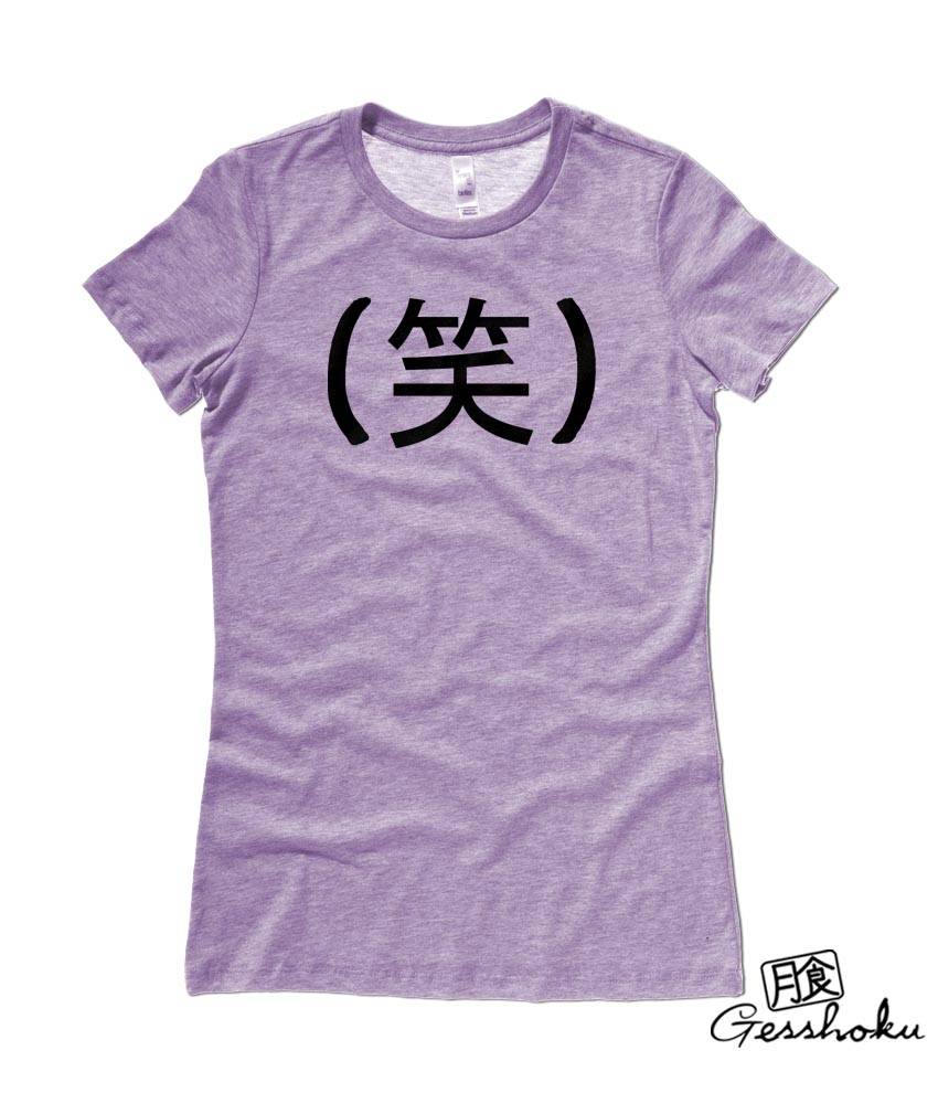 Laughing Kanji - LOL in Japanese Ladies T-shirt - Heather Purple