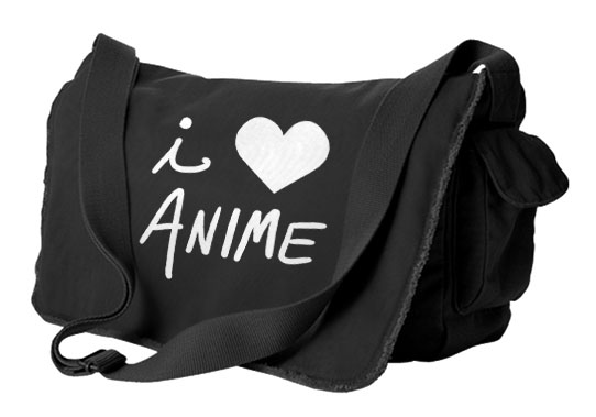 I Love Anime Messenger Bag - Black