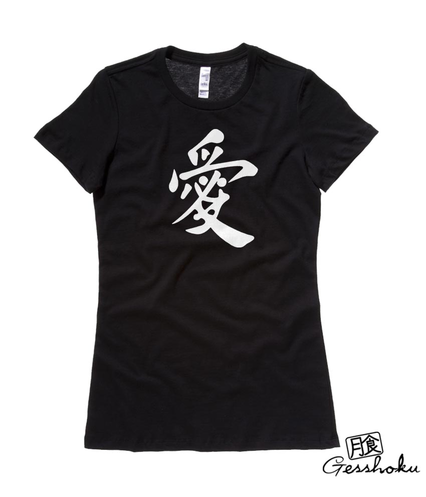 Japanese Kanji Love Ladies T-shirt - Black