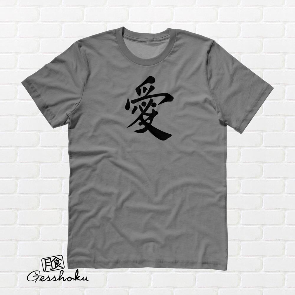 Japanese Love Kanji T-shirt - Charcoal Grey