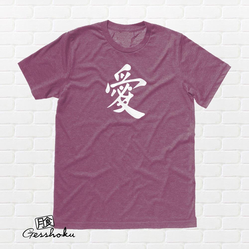 Japanese Love Kanji T-shirt - Heather Maroon