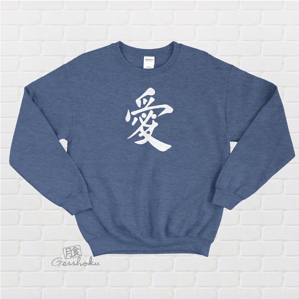 Love Kanji Crewneck Sweatshirt - Heather Blue