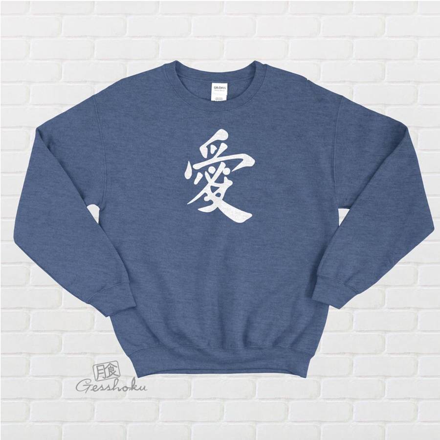 Love Kanji Crewneck Sweatshirt - Heather Blue