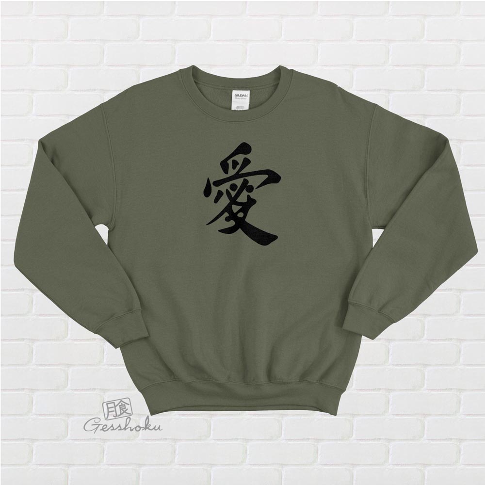 Love Kanji Crewneck Sweatshirt - Olive Green