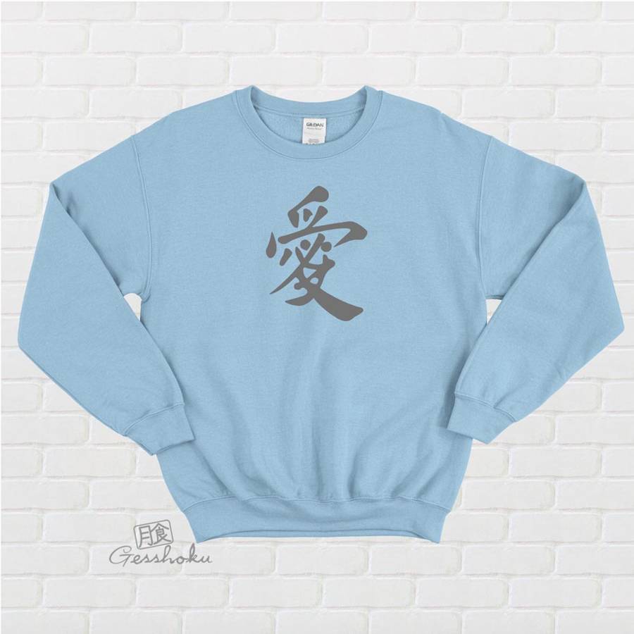 Love Kanji Crewneck Sweatshirt - Light Blue