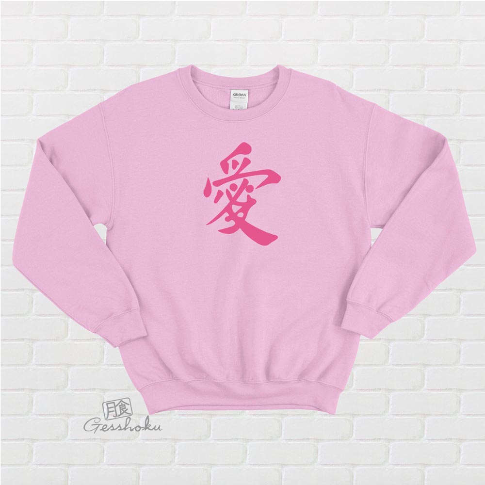 Love Kanji Crewneck Sweatshirt - Light Pink