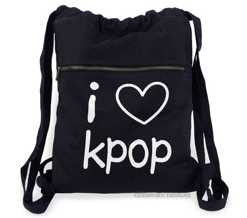 I Love KPOP Cinch Backpack - Black