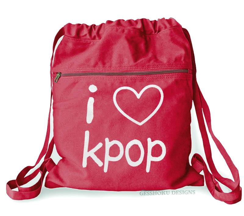 I Love KPOP Cinch Backpack - Red