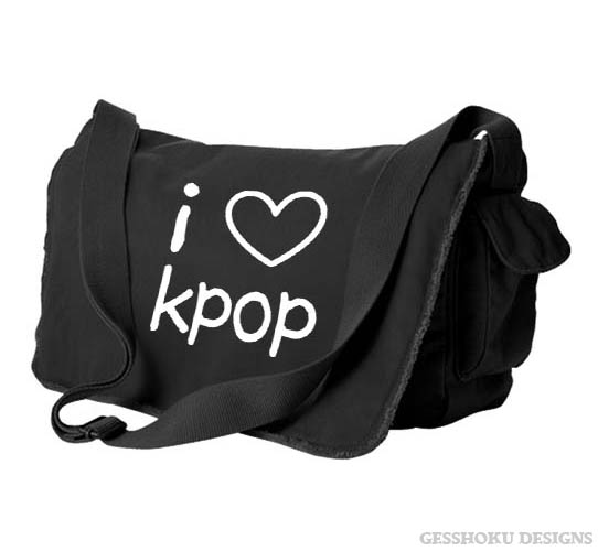 I Love Kpop Messenger Bag - Black