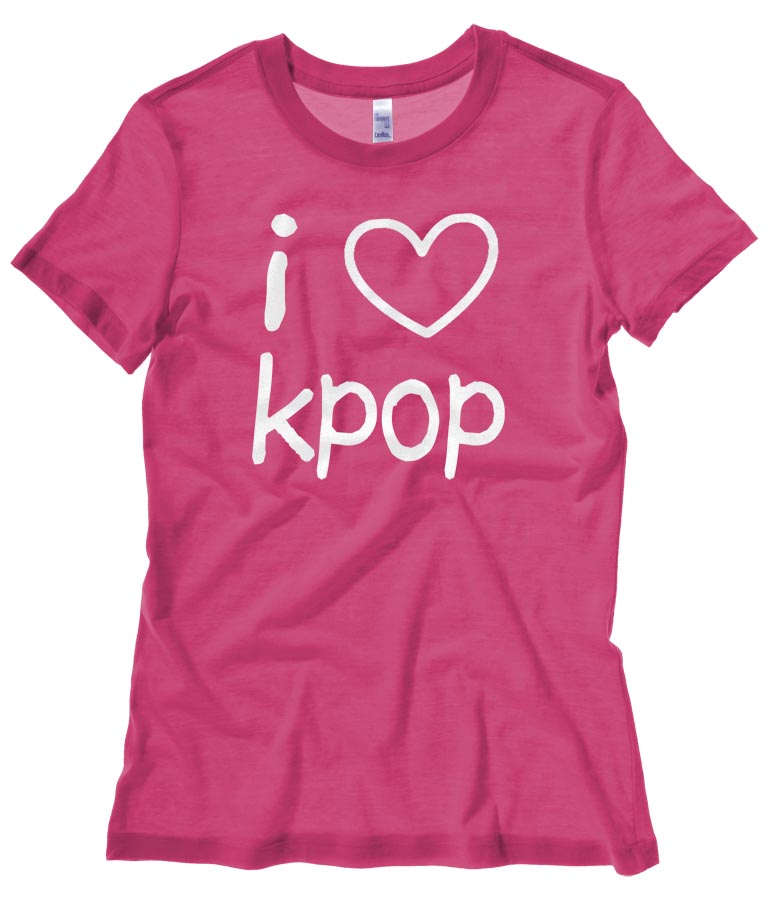 I Love Kpop Ladies T-shirt - Hot Pink