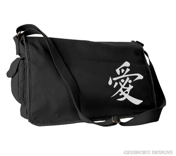 Love Kanji Messenger Bag - Black-