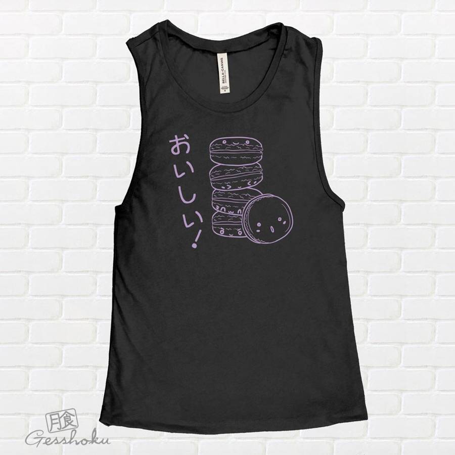 Delicious Macarons Sleeveless Top - Purple/Black