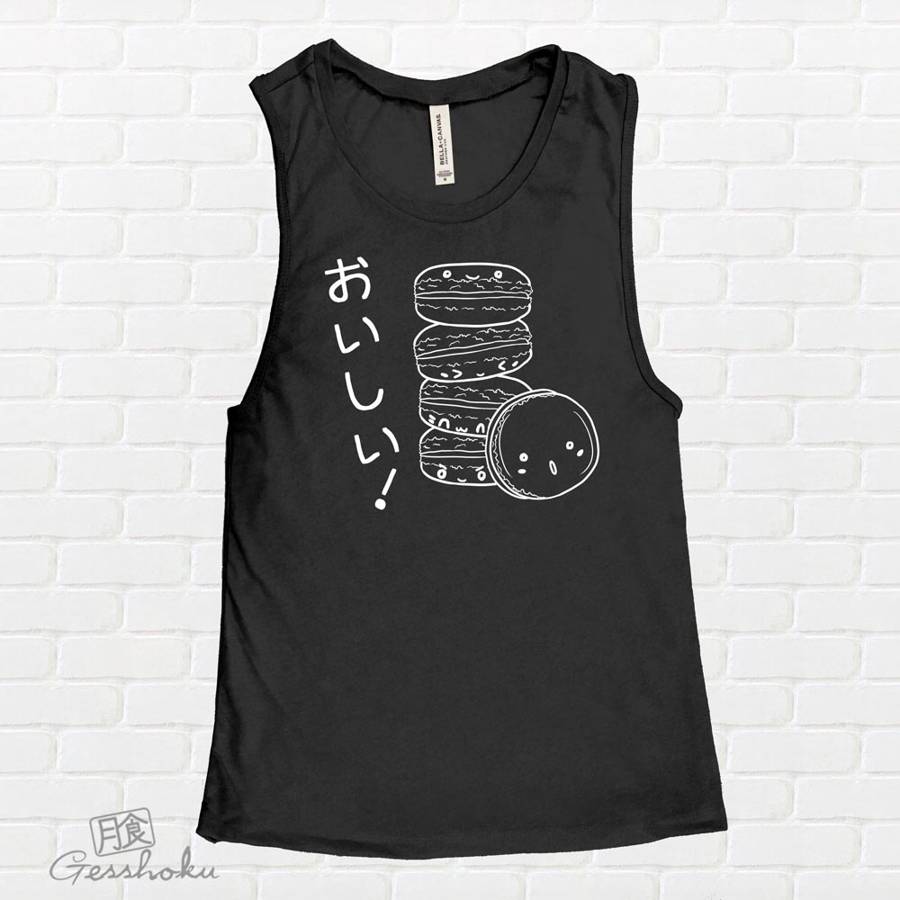 Delicious Macarons Sleeveless Top - Black