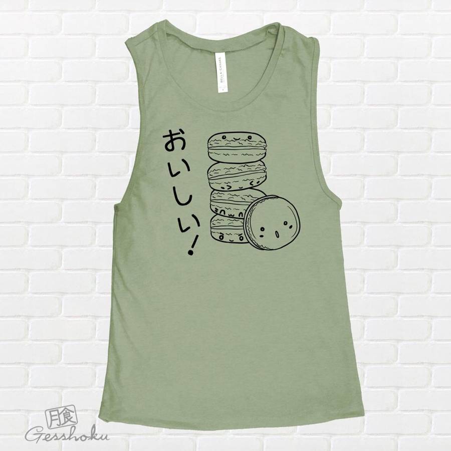 Delicious Macarons Sleeveless Top - Zen Green