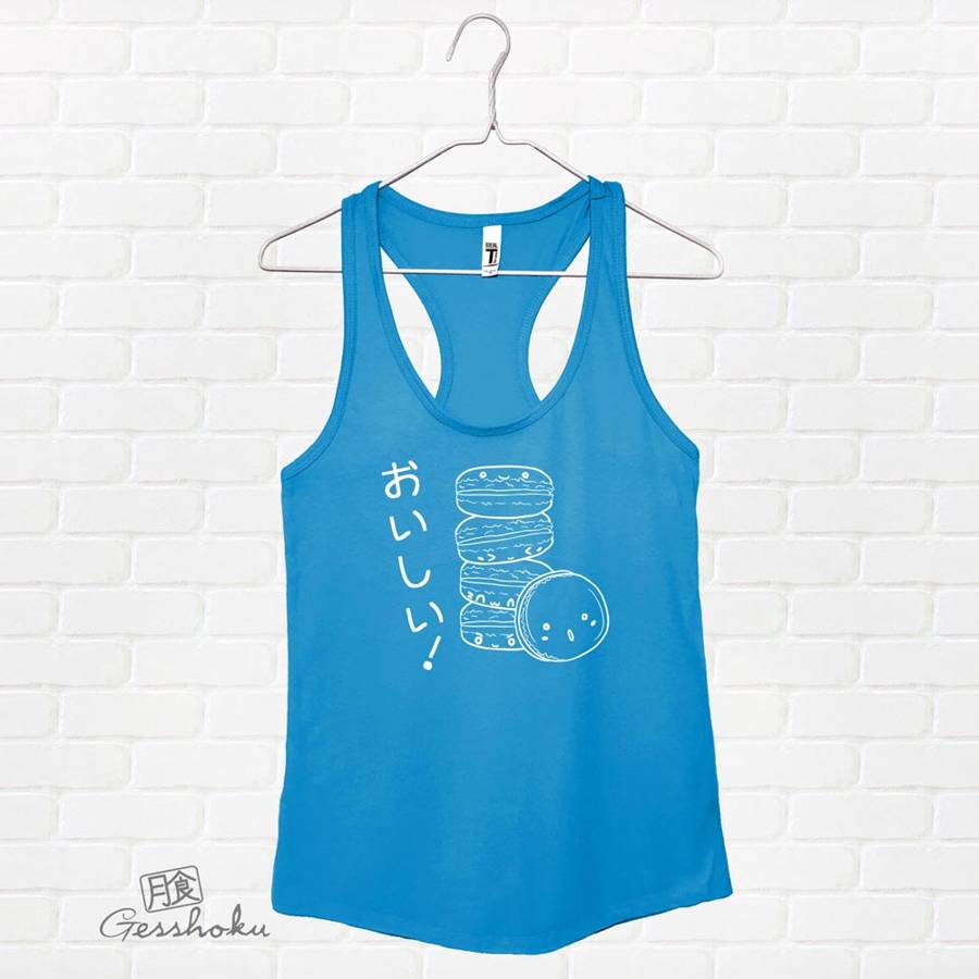 Delicious Macarons Racerback Tank Top - Aqua Blue