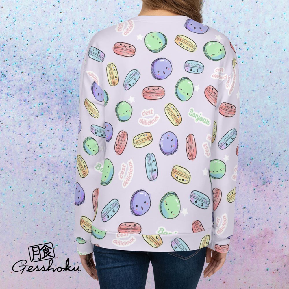 Delicious Macarons Full-Print Crewneck Sweatshirt -