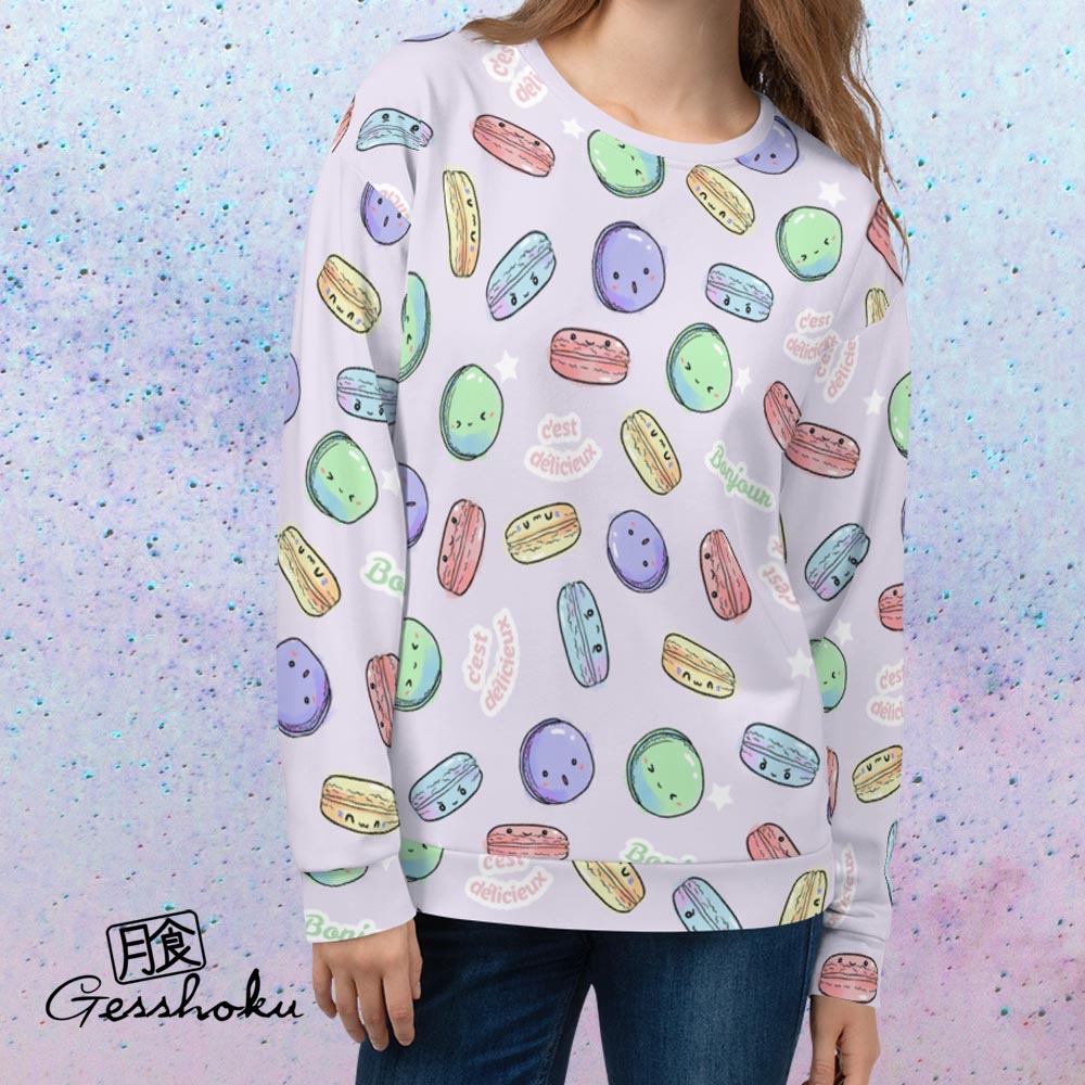 Delicious Macarons Full-Print Crewneck Sweatshirt -