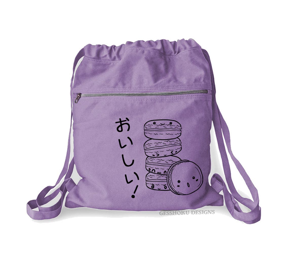 Delicious Macarons Cinch Backpack - Purple