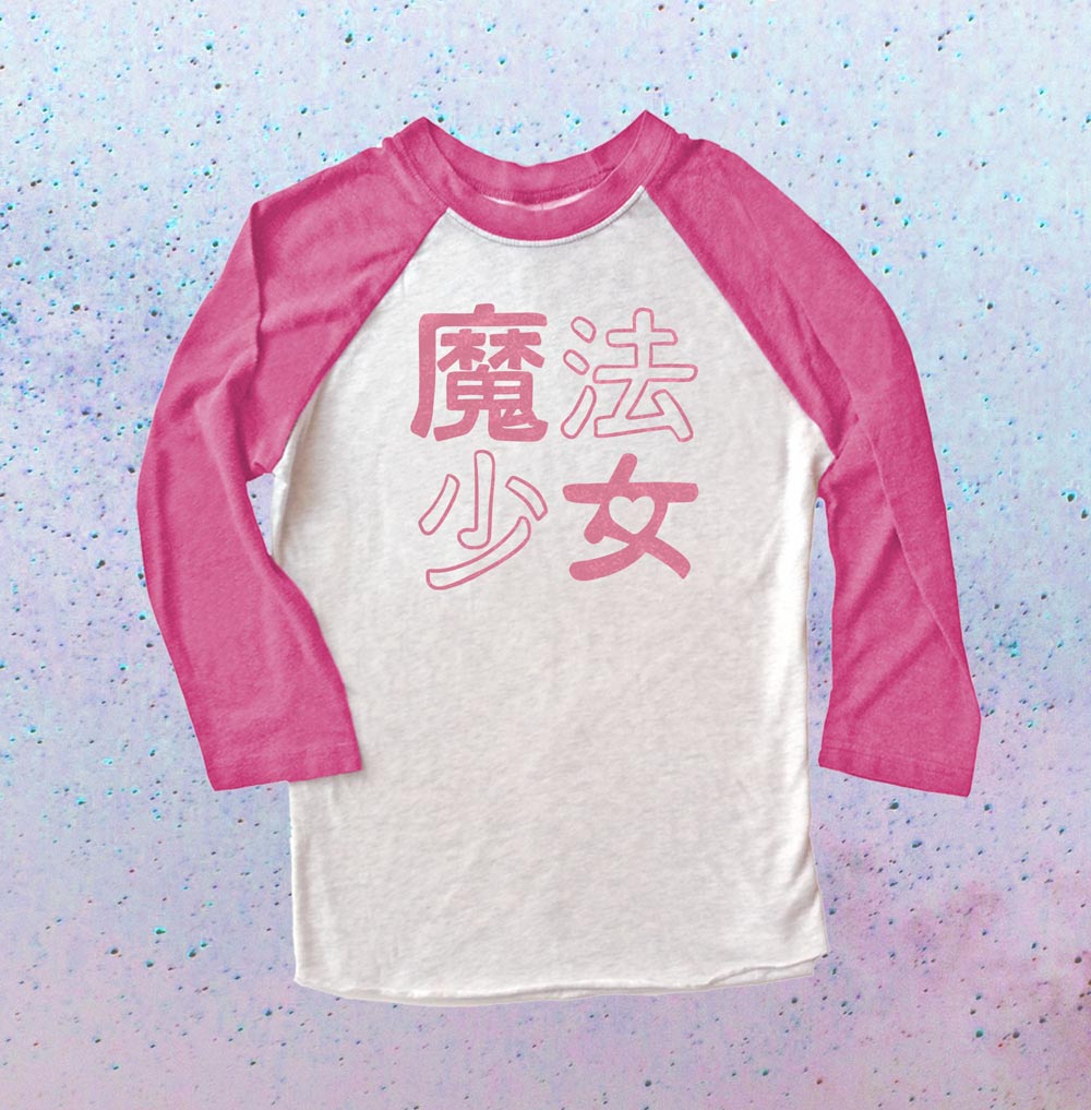 Mahou Shoujo Raglan T-shirt 3/4 Sleeve - Pink/White
