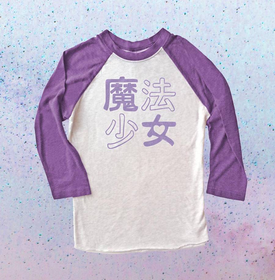 Mahou Shoujo Raglan T-shirt 3/4 Sleeve - Purple/White