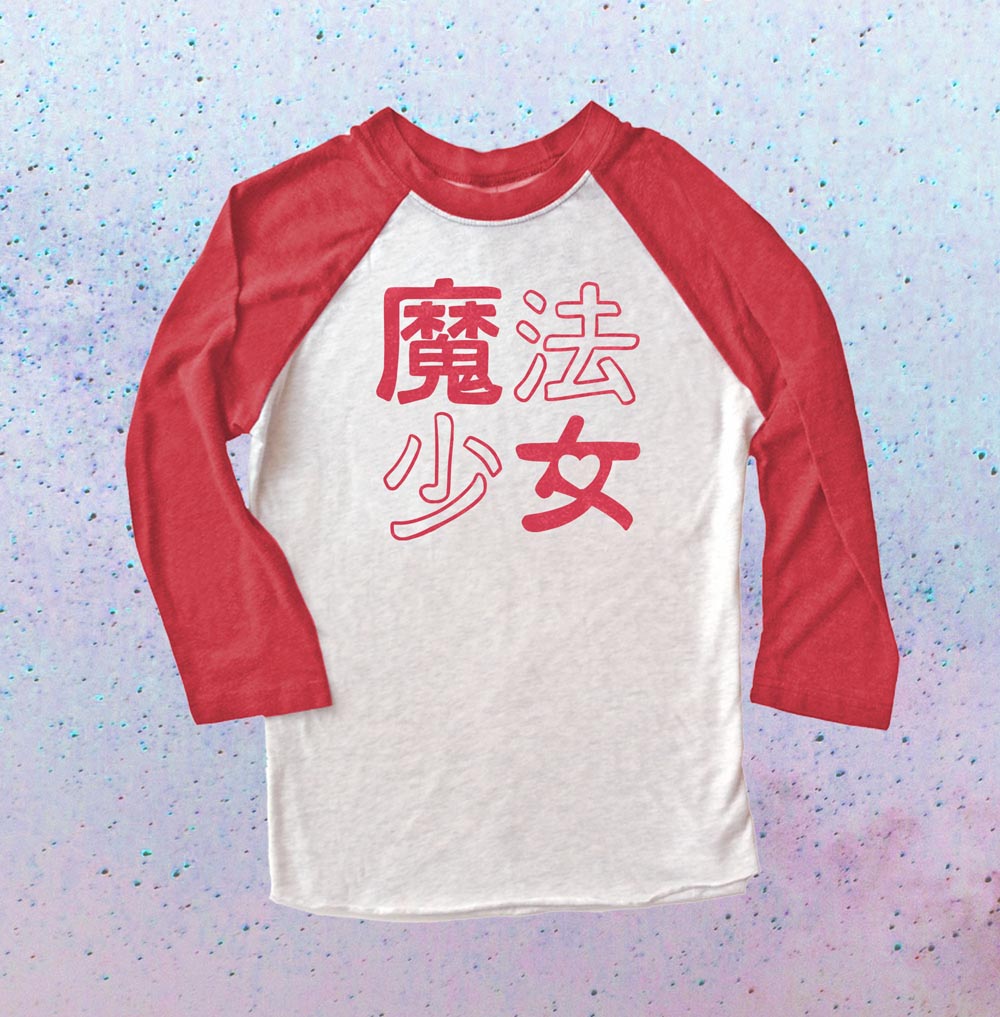 Mahou Shoujo Raglan T-shirt 3/4 Sleeve - Red/White