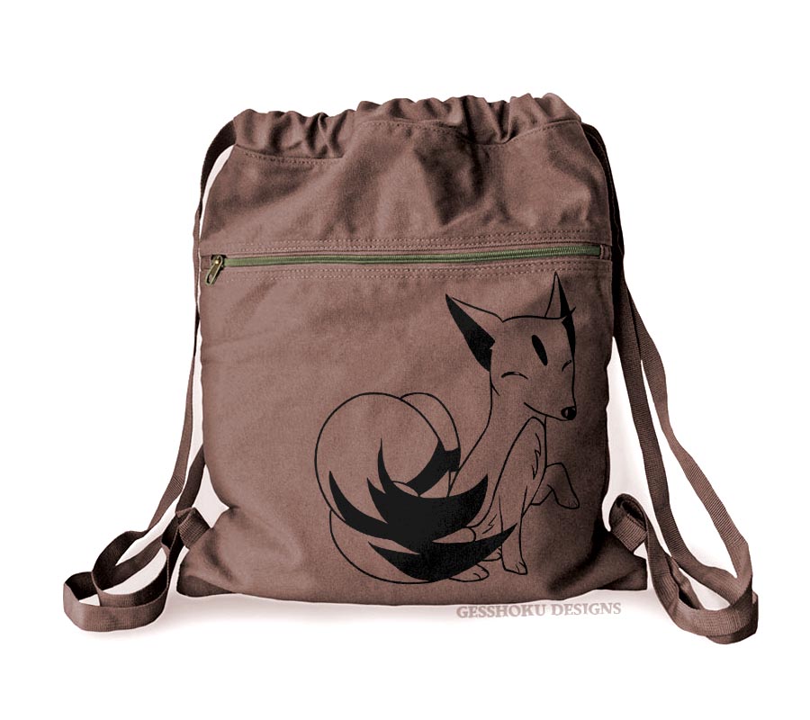 Majestic Kitsune Cinch Backpack - Brown