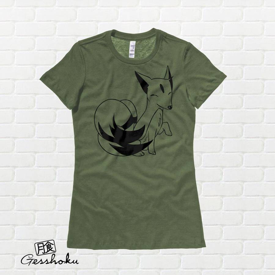 Majestic Kitsune Ladies T-shirt - Olive Green