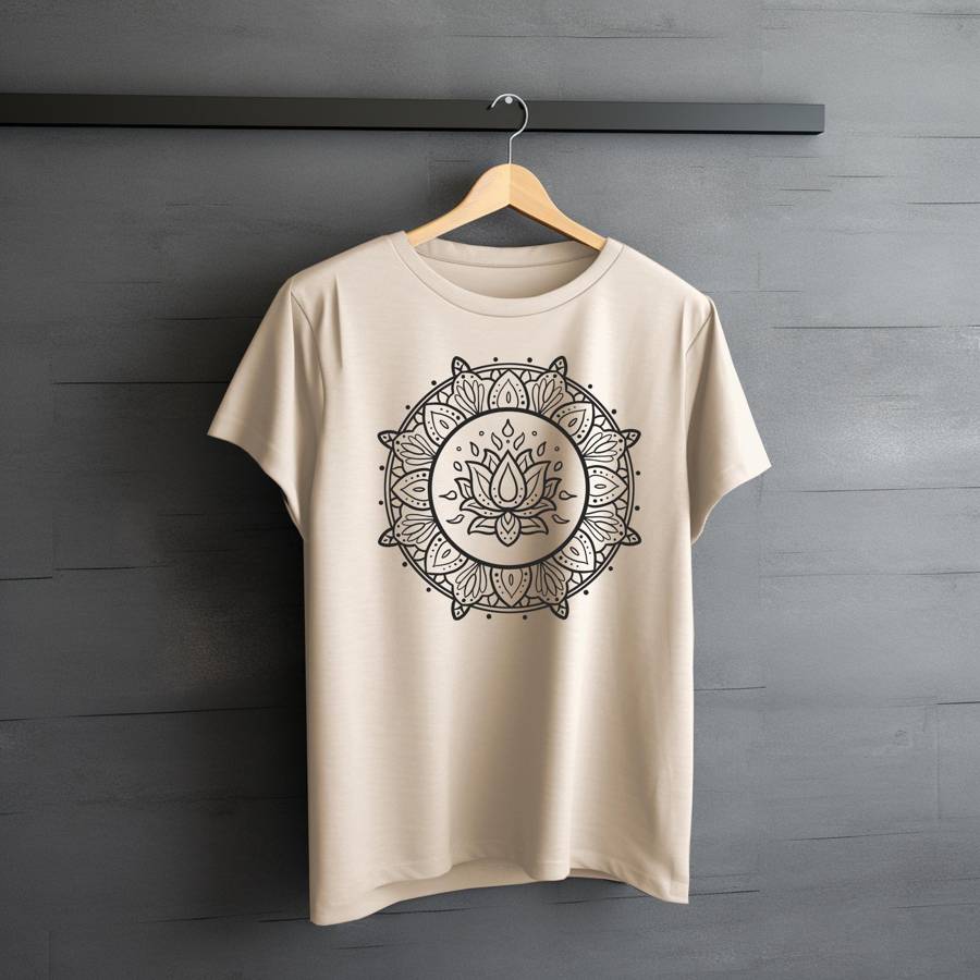 Lotus Mandala Unisex T-shirt - Cream