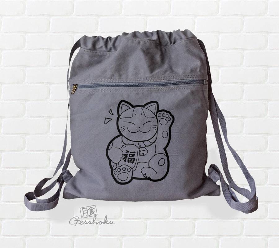 Maneki Neko Cinch Backpack - Smoke Grey