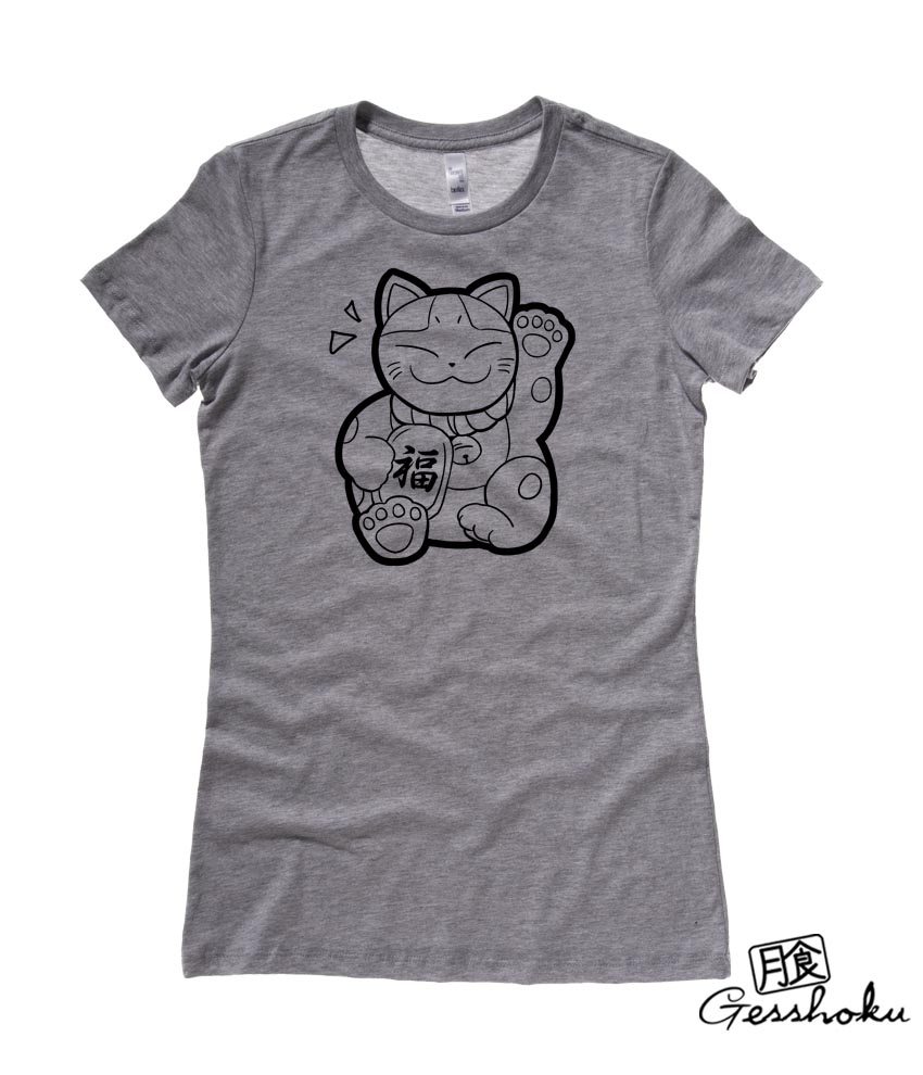 Maneki Neko Ladies T-shirt - Deep Heather Grey