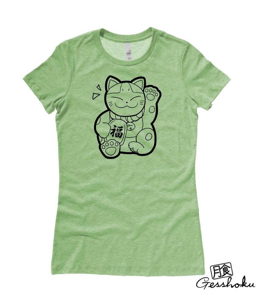 Maneki Neko Ladies T-shirt - Heather Green