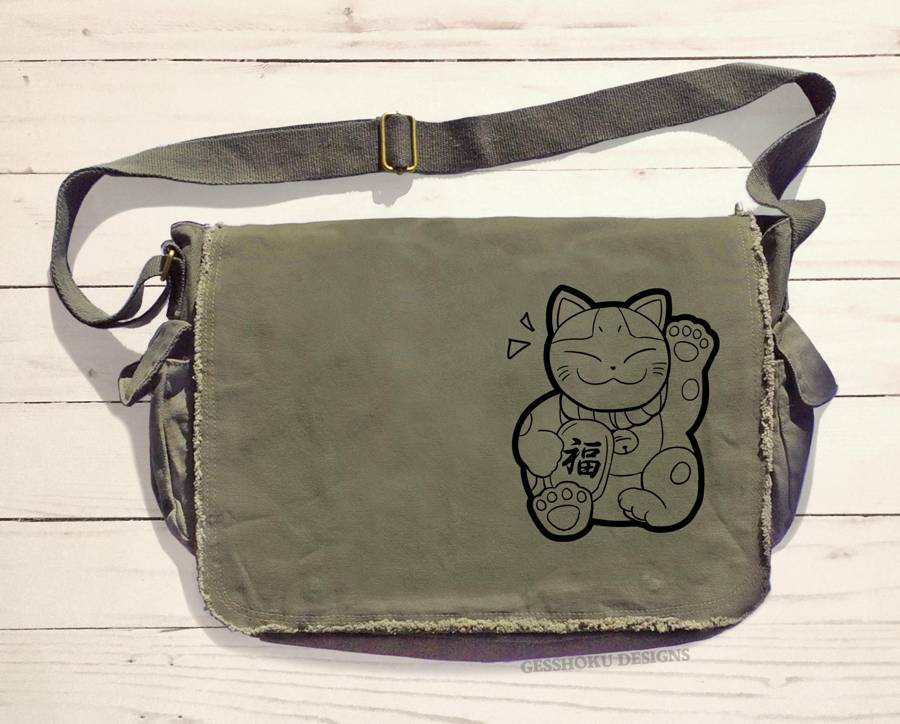 Maneki Neko Messenger Bag - Khaki Green