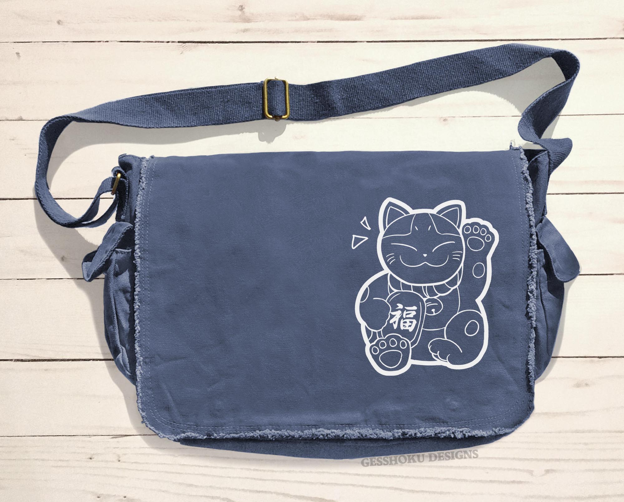 Maneki Neko Messenger Bag - Denim Blue